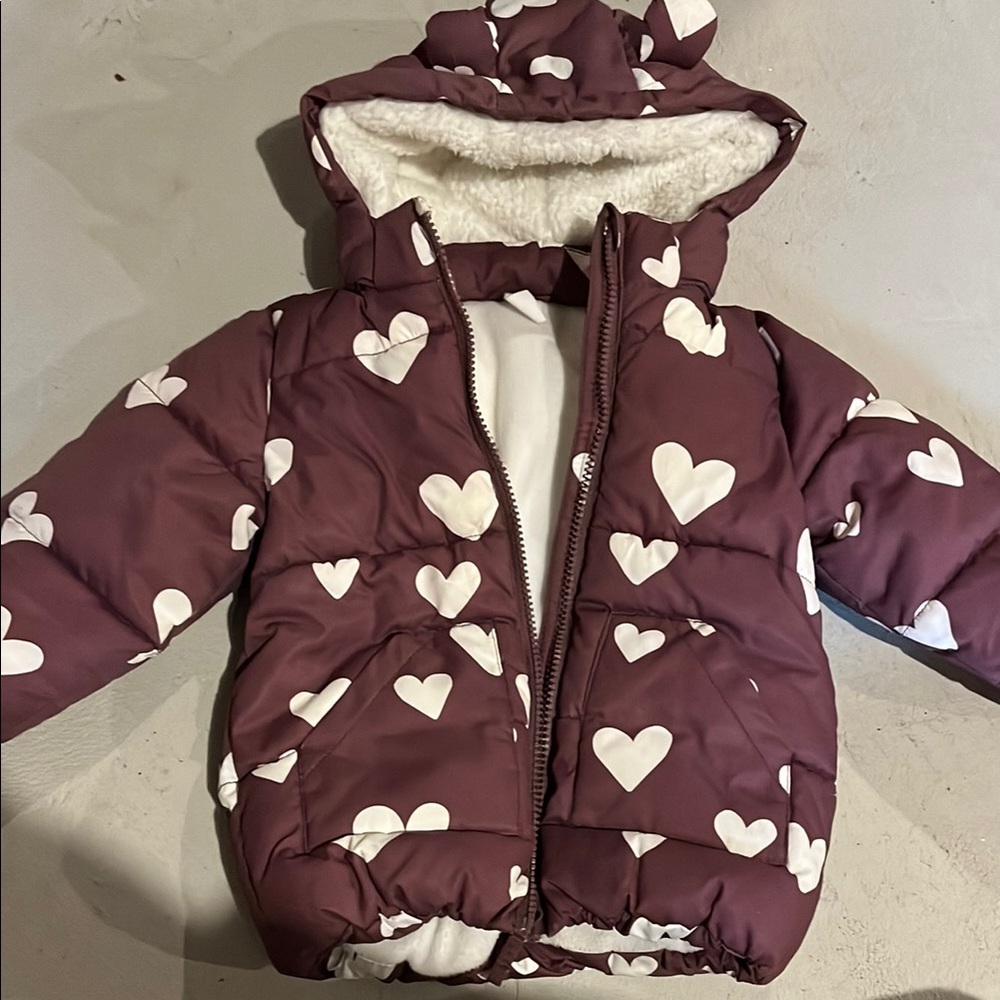 H&M Heart Patterned Puffer Jacket